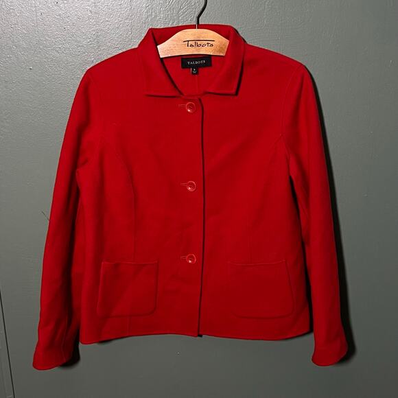Talbots Classic Red Wool Blend Blazer Jacket Size 8 - Picture 1 of 3